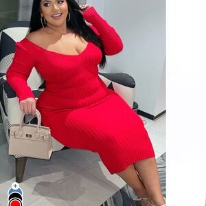 Fashion Nova Vibrant Red Ribbed Skirt Set